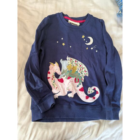 Mini Boden Navy Blue Dragon sweatshirt size 7-8 - Picture 1 of 2